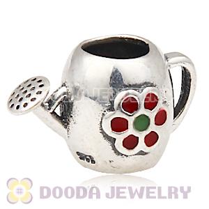 European Sterling Silver My Garden With Red Flower Charm Wholesale