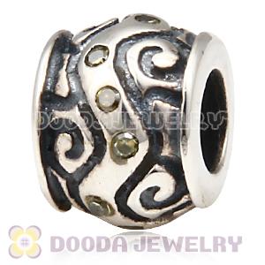 European Style Silver Beads with Yellow Stone