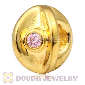 Gold Plated 925 Sterling Silver Eye Charms with Pink Stone