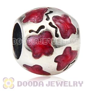 925 Sterling Silver Butterfly Charms with Red Enamel 