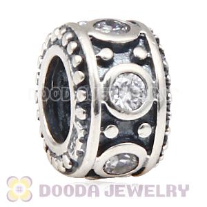 925 Sterling Silver Charms with Clear Stone