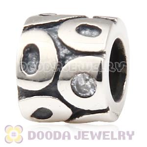 925 Sterling Silver Circle Charms with Clear Stone