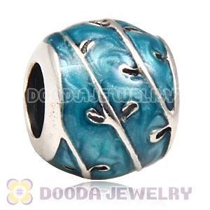 European Silver Bead Fantasy Vines with Blue Enamel