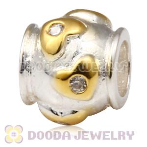 Gold Plated Love with Stone 925 Sterling Silver Charms