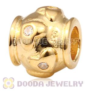 Gold Plated Love Beads with Stone 925 Sterling Silver Charms