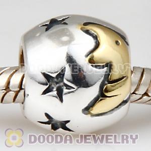Gold plated 925 Sterling Silver Moon And Stars Charm Beads Wholesale
