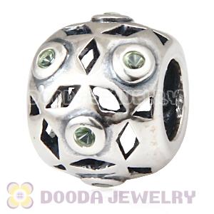 925 Sterling Silver European Bead With Olivine CZ Stone Wholesale