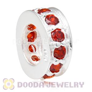 925 Sterling Silver Spacer Beads with Red CZ Stone