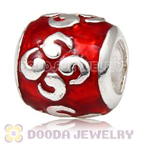 925 Sterling Silver European Style Zen Enamel Red Bead