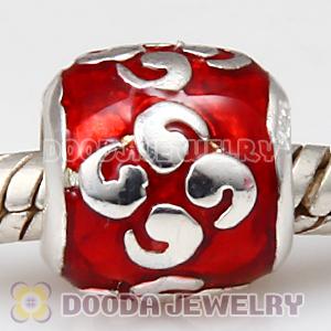 925 Sterling Silver European Style Zen Enamel Red Bead