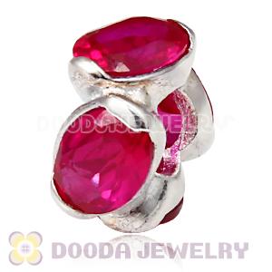 925 Sterling Silver European Style Charm Beads with Red Stone