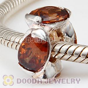 925 Sterling Silver European Style Charm Beads with Coffee Stone