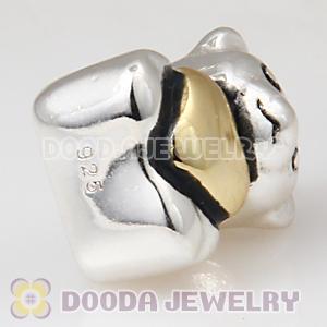 Gold Plated 925 Sterling Silver Bear My Heart Charm Beads Wholesale