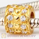 Gold Plated Charm Jewelry Silver Beads with Clear Stone