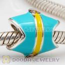 925 Sterling Silver Charm Jewelry Beads Enamel Lake Blue Fish