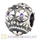 Easter Decorative Egg Beads with Purple CZ Stone fit European Bracelet 790390PCZ