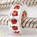 925 Sterling Silver Spacer Beads with Red CZ Stone