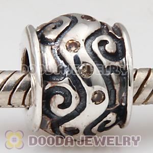 European Style Silver Beads with Champagne Stone