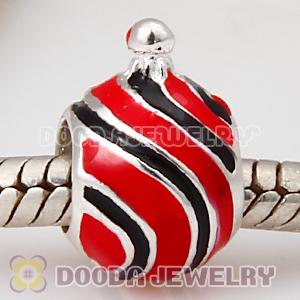 925 Sterling Silver European Style Christmas Ball Beads Enamel Red Charms