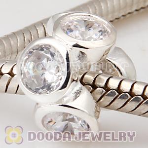 European Style Silver Beads with 6 Clear Stone