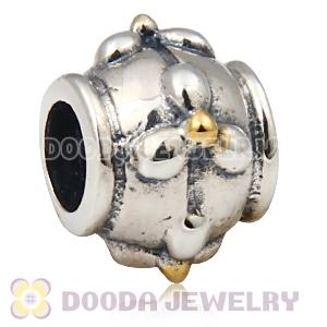 European Style Silver Tivoly Charm Beads with 14K Gold Plated