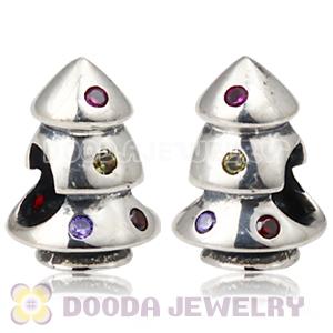 Largehole Jewelry Style Christmas tree Charm Beads with CZ Stone
