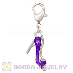 Fashion Silver Plated Alloy Enamel Purple High Heel Charms Wholesale