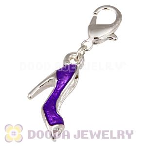 Fashion Silver Plated Alloy Enamel Purple High Heel Charms Wholesale