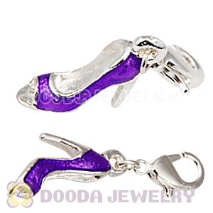 Fashion Silver Plated Alloy Enamel Purple High Heel Charms Wholesale
