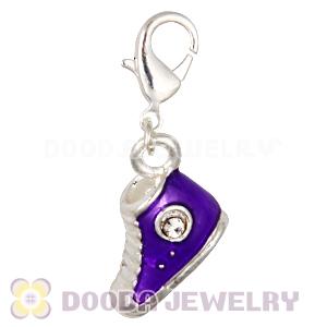 Fashion Silver Plated Alloy Enamel Sneaker Charms With Stone Wholesale