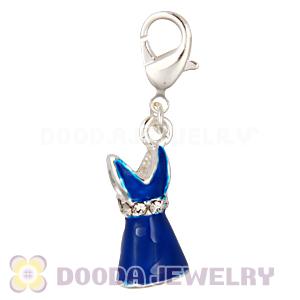 Fashion Silver Plated Alloy Enamel Blue Dress Charms With Stone Wholesale