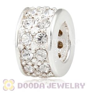 Sterling Silver European Spacer Beads with 2 Row Crystal Austrian Crystal