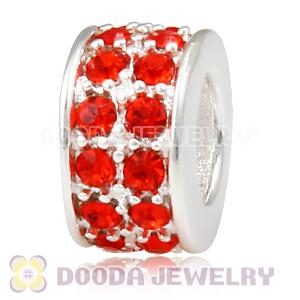 Sterling Silver European Spacer Beads with 2 Row Hyacinth Austrian Crystal