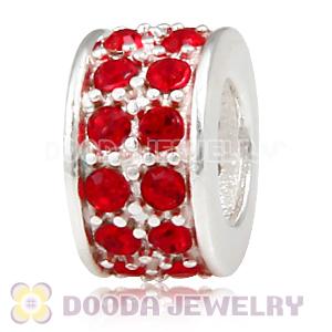 Sterling Silver European Spacer Beads with 2 Row Light Siam Austrian Crystal