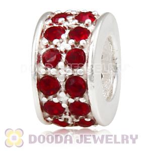 Sterling Silver European Spacer Beads with 2 Row Siam Austrian Crystal