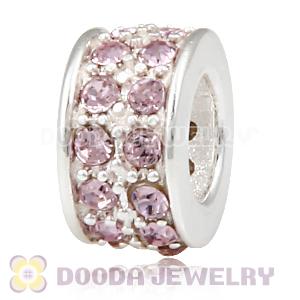 Sterling Silver European Spacer Beads with 2 Row Light Amethyst Austrian Crystal
