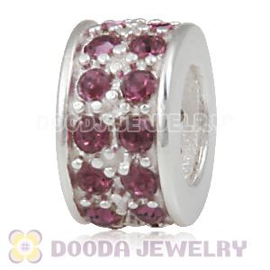 Sterling Silver European Spacer Beads with 2 Row Amethyst Austrian Crystal