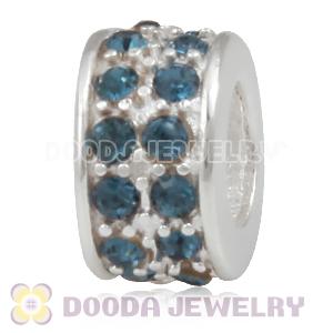 Sterling Silver European Spacer Beads with 2 Row Montana Austrian Crystal