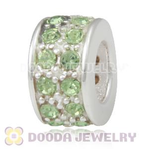 Sterling Silver European Spacer Beads with 2 Row Peridot Austrian Crystal