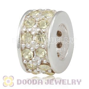 Sterling Silver European Spacer Beads with 2 Row Jonquil Austrian Crystal