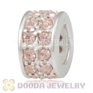 Sterling Silver European Spacer Beads with 2 Row Light Peach Austrian Crystal