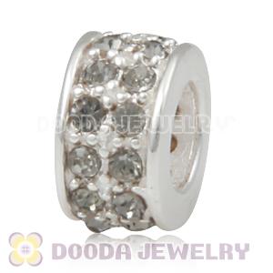 Sterling Silver European Spacer Beads with 2 Row Black Diamond Austrian Crystal