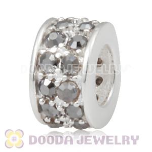 Sterling Silver European Spacer Beads with 2 Row Jet Hematite Austrian Crystal