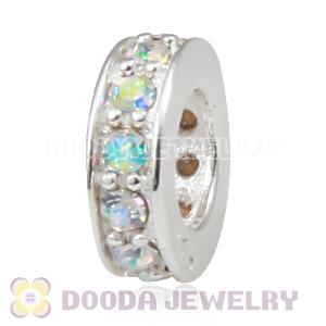 Sterling Silver European Spacer Beads with Crystal AB Austrian Crystal
