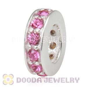 Sterling Silver European Spacer Beads with Rose Austrian Crystal