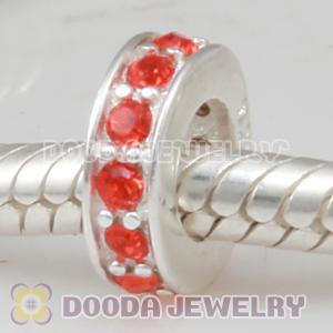 Sterling Silver European Spacer Beads with Hyacinth Austrian Crystal