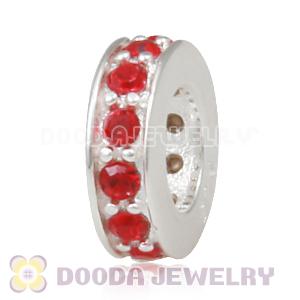 Sterling Silver European Spacer Beads with Light Siam Austrian Crystal