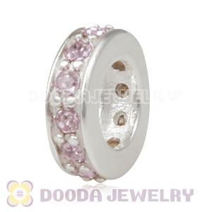 Sterling Silver European Spacer Beads with Light Amethyst Austrian Crystal