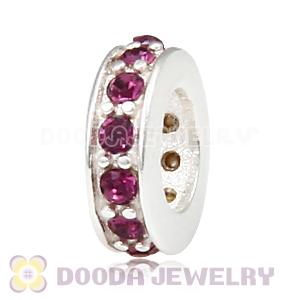 Sterling Silver European Spacer Beads with Amethyst Austrian Crystal