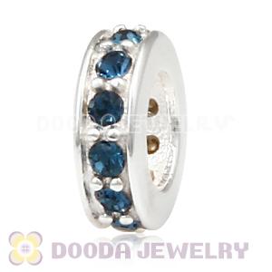 Sterling Silver European Spacer Beads with Montana Austrian Crystal